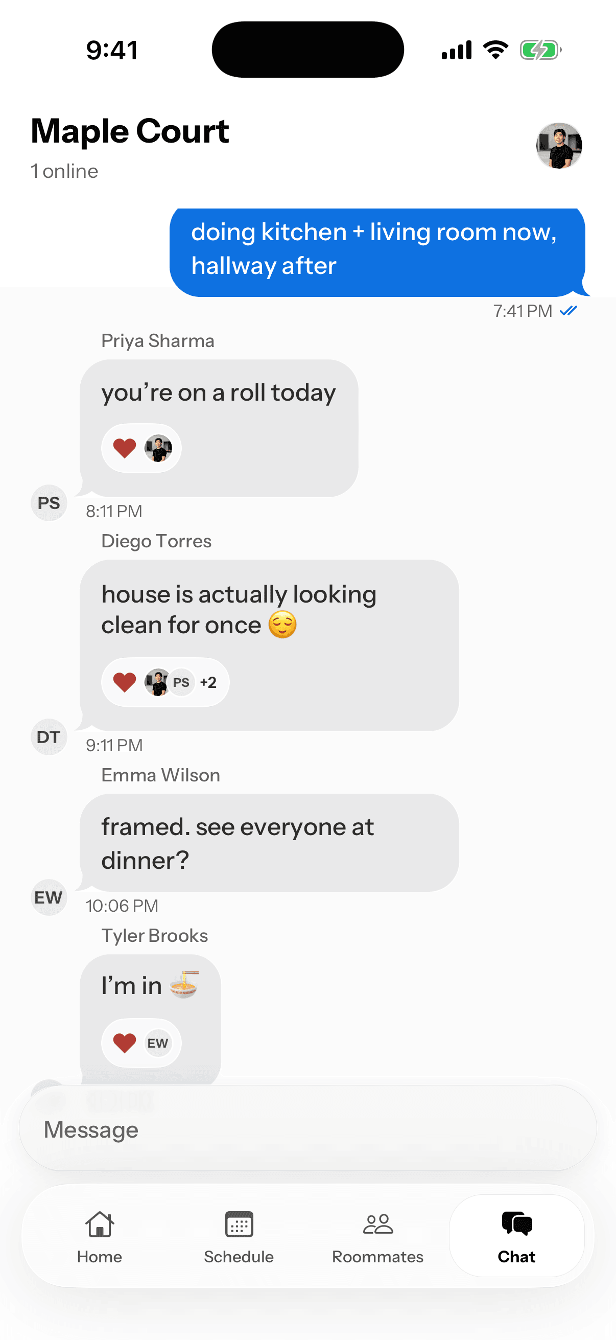 Housey private roommate group chat